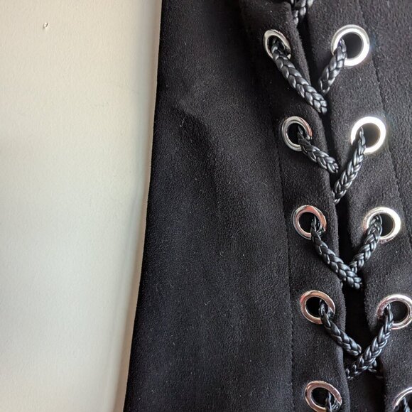 Zara Faux Suede Waist Coat with lace up strings with feathers - Picture 7 of 10